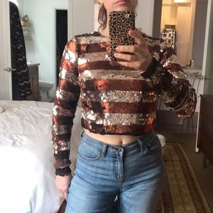 ASOS striped sequin crop top
